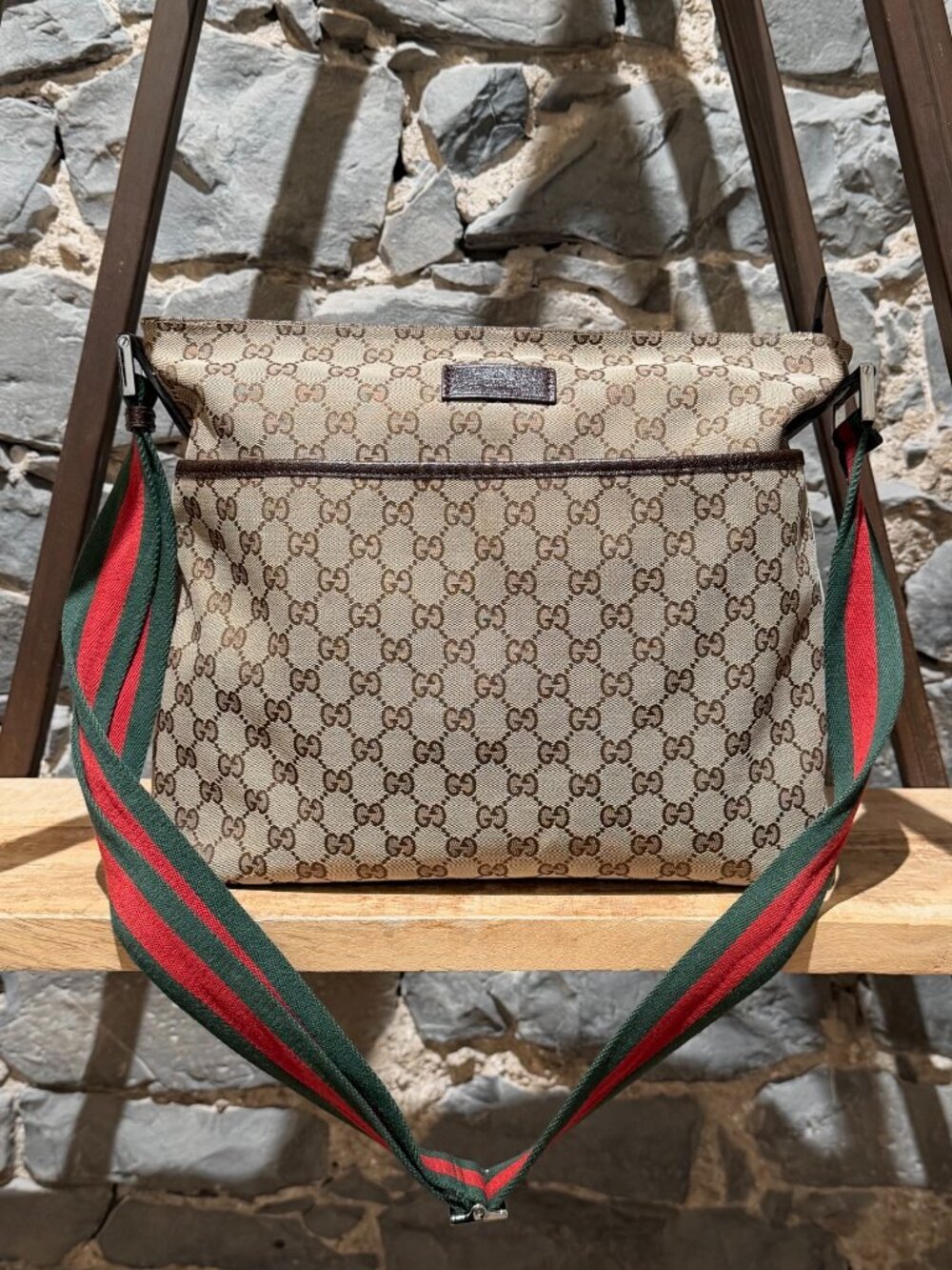 Gucci Beige GG Canvas Sherry Line Messenger Bag